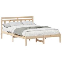 Bedframe met hoofdeinde Bruin 140 x 190 cm Massief grenenhout - thumbnail