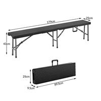 Set van 2 uitklapbare bierbanken in polyrattan zwart 180 cm - thumbnail