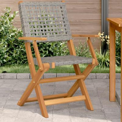Tuinstoelen 2 st massief acaciahout en poly rattan grijs Tuinstoelen 2 st massief acaciahout en poly rattan grijs