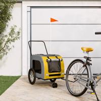 VidaXL Hondenfietstrailer oxford stof en ijzer geel en grijs - thumbnail