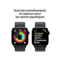 Apple Watch Series 10 (GPS + Cellular 42 mm) Smartwatch - Kast van gitzwart aluminium - Inkt geweven sportbandje. Conditie bijhouden, Ecg-app, always on Retina-display, CO₂-neutraal - thumbnail
