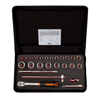 Bahco Doppenset 1/2" | slanke ratel | zeskant | metrisch - 25-delig - koffer - 7825SST
