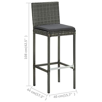 Tuinbarkrukken met kussens 4 st poly rattan grijs