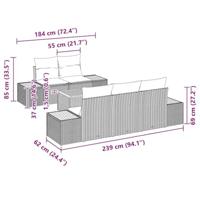 6-delige Tuinset met Kussens in Beige Poly Rattan en Acacia - thumbnail