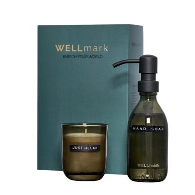 Wellmark Discover giftset - handzeep en geurkaars - dark amber - smokey zwart glas 8720828222805 Wellmark Discover giftset - handzeep en geurkaars - dark amber - smokey zwart glas 8720828222805