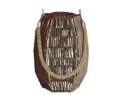 Kaemingk Windlicht papiertouw 27 cm rood/bruin