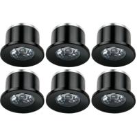 LED Veranda Spot Verlichting 6 Pack - Velvalux - 1W - Natuurlijk Wit 4000K - Inbouw - Rond - Mat Zwart - Aluminium - Ø31mm - thumbnail