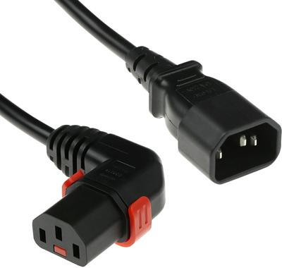 ACT AK5273 230V Stroomkabel C14/C13 (Haaks Rechts) Lockable Zwart - 1 meter