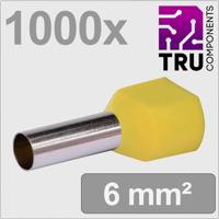 TRU COMPONENTS TC-13377248 Dubbele adereindhulzen 6 mm² Deels geïsoleerd Geel 1000 stuk(s) - thumbnail