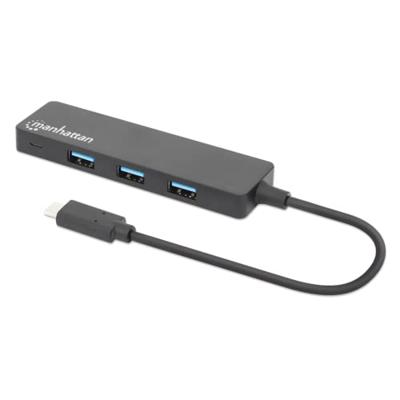 Manhattan 164924 164924 USB-hub 3 + 1 poorten USB-A USB 3.2 Gen1 5 GBit/s Met USB-C stekker Zwart