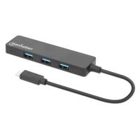 Manhattan 164924 USB-C (USB 3.2 Gen 2) multiport hub 4 poorten Zwart - thumbnail