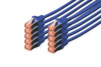 Digitus DK-1644-0025-B-10 RJ45 Netwerkkabel, patchkabel CAT 6 S/FTP 0.25 m Blauw Folie afscherming, Afscherming totaal, Afgeschermd, Halogeenvrij, Simplex, - thumbnail