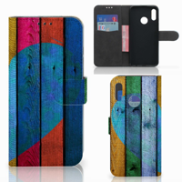 Huawei P Smart 2019 Book Style Case Wood Heart - Cadeau voor je Vriend - thumbnail