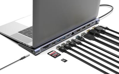 Manhattan Dockingstation 12-in-1 4K 1xHDMI 2xDP 3xUSB-A