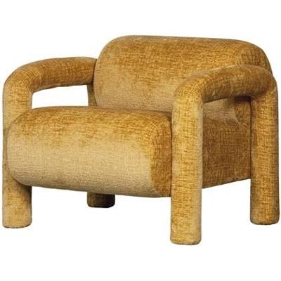 WOOOD Fauteuil 'Lenny' Structure Velvet, kleur Goudgeel