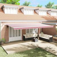 Automatisch Uittrekbaar Zonnescherm met LED Rood en Wit 600 x 300 cm - thumbnail