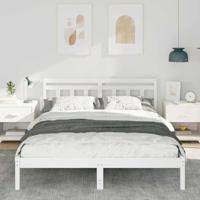 Bedframe met hoofdeinde Wit Massief grenenhout - thumbnail