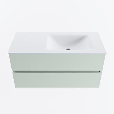 MONDIAZ VICA 100cm badmeubel onderkast Greey 2 lades. Wastafel CLOUD rechts zonder kraangat, kleur Talc.