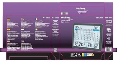 Techno Line WT2600 Zendergestuurd Kalender Zwart Alarmtijden 2