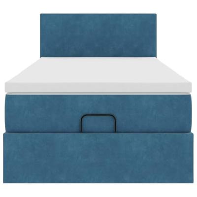 Ottoman bed met matras en LED's 100x200 cm fluweel donkerblauw