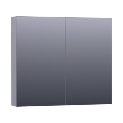 Brauer Impress Deluxe Spiegelkast - 80 cm - met interne en externe Verlichting - 2 Dubbelzijdige Spiegeldeuren - Mat Grijs