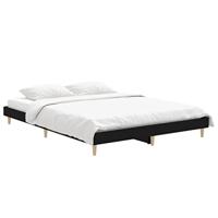 Bedframe LED massief hout zwart 140x190 cm - thumbnail