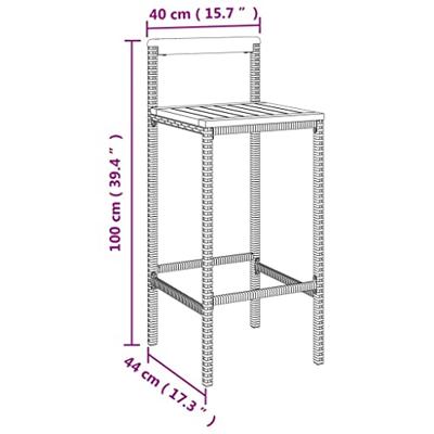 Barkrukken 4 st poly rattan en massief acaciahout grijs - thumbnail