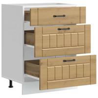 Keuken onderkast Lucca bewerkt hout artisanaal eikenkleur - thumbnail