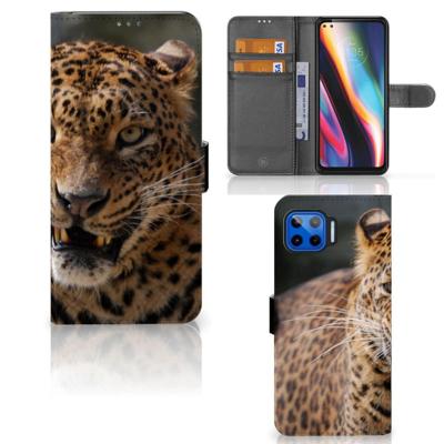 Motorola Moto G 5G Plus | Telefoonhoesje | Met pasjeshouder | Luipaard