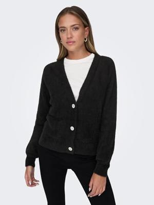 Only Onlella Piumo Ls Cardigan Nca Knt 15259564 Vest Black