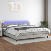 Boxspring met matras en LED stof lichtgrijs 200x200 cm - thumbnail