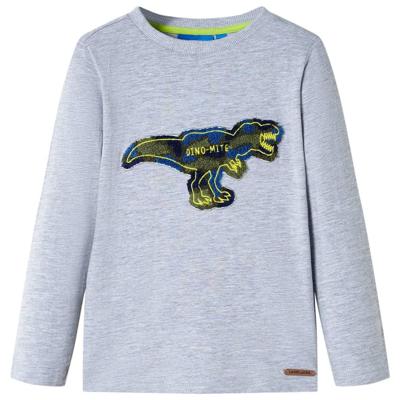 Kindershirt met lange mouwen dinosaurusontwerp 116 gemleerd grijs Kindershirt met lange mouwen dinosaurusontwerp 116 gemleerd grijs