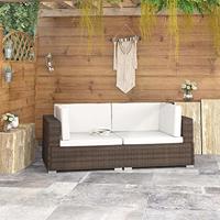 VidaXL Hoekbanken 2 st met kussens poly rattan bruin - thumbnail