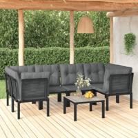 7-delige Loungeset poly rattan zwart en grijs - thumbnail