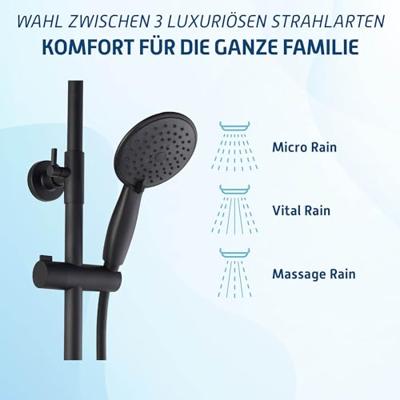 Saqu Eurotrend 225 regendoucheset met 4 straalsoorten Ø23cm mat zwart