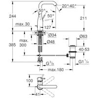 GROHE Essence New Wastafelkraan Opbouw - uitloop 12.7cm - L-size - hoge draaibare uitloop - waste - EcoJoy - warm sunset 32628DA1 - thumbnail