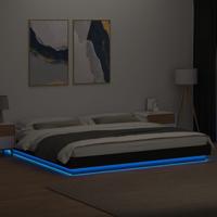 Bedframe met LED-verlichting bewerkt hout zwart 200x200 cm - thumbnail
