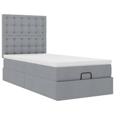 Ottoman bed met matras en LED's 100x200cm stof lichtgrijs - thumbnail