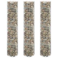 VidaXL Gabion plantenbakken 3 st rond verhoogd ø30x150 cm staal - thumbnail