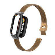 Milanese bandje met case - Bruin - Xiaomi Smart Band 8 & 9 - thumbnail