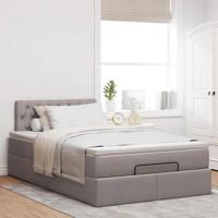 Ottoman bed met matras 90x190cm stof taupe - thumbnail