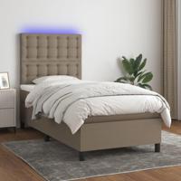 Boxspring met matras en LED stof taupe 90x190 cm - thumbnail