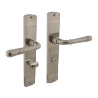 Intersteel Deurklink Helena op schild WC slot 63mm nikkel mat - thumbnail