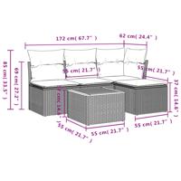 5-delige Loungeset met kussens poly rattan zwart - thumbnail