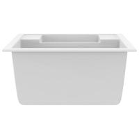 VidaXL Gootsteen dubbele bakken met overloopgat graniet wit - thumbnail