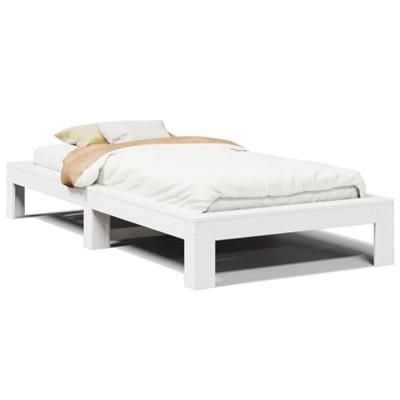 Bedframe zonder matras massief grenenhout wit 75x190 cm