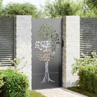 VidaXL Tuinpoort met slot zwart 85 x 200 cm poedergecoat staal - thumbnail