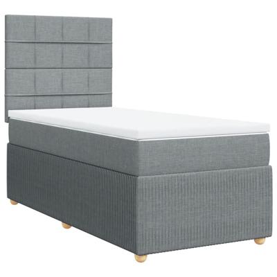 Boxspring met matras stof lichtgrijs 90x190 cm - thumbnail
