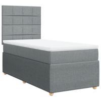 Boxspring met matras stof lichtgrijs 90x190 cm - thumbnail