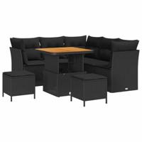 Tuinbankenset 8 pcs Zwart poly rattan - thumbnail